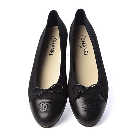 chanel black ballet pumps|Chanel cap toe ballet flats.